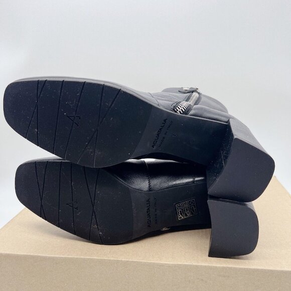 Aquatalia Delfina Women’s Ankle Boots Heel Booties Black Leather Side Zip US 8 - Picture 9 of 12